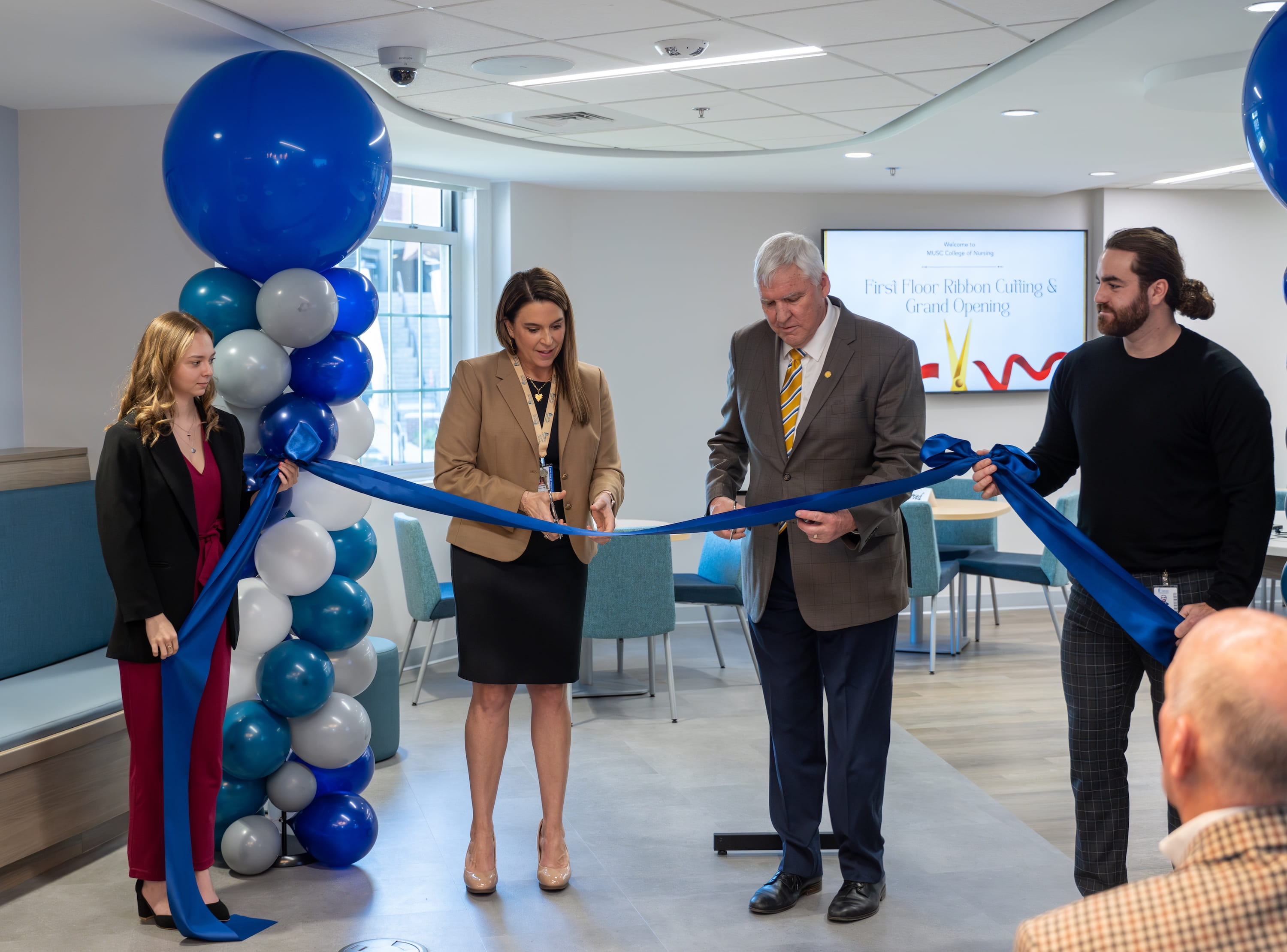 Drs. Durham and Cole, cutting ribbon at MUSC College of Nursing. 